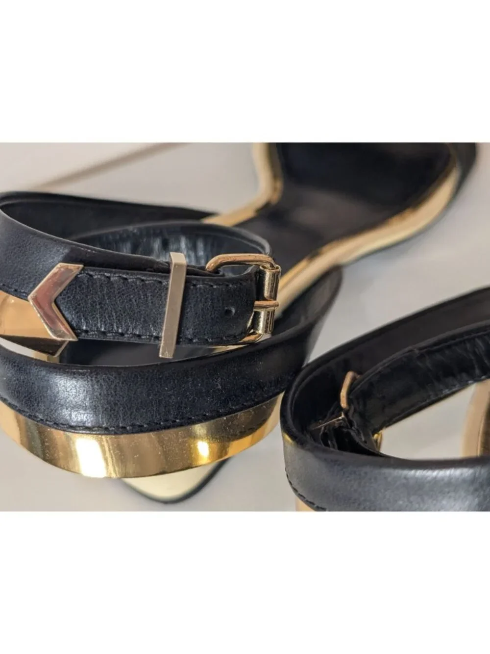 Lanvin Paris Mirror Cube Heel Sandal Black Gold Ivory, EU Size 38